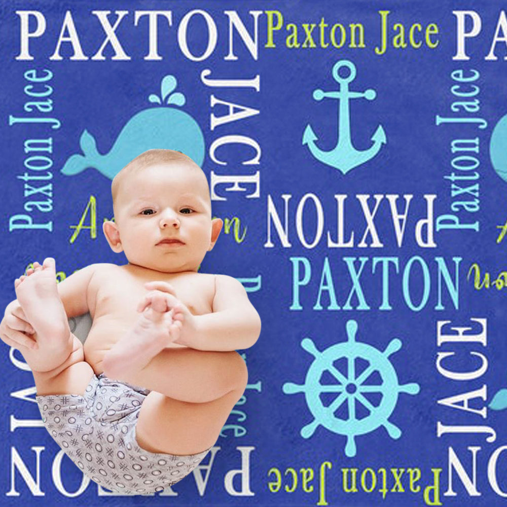Custom Dolphin Name Baby Boy Blanket