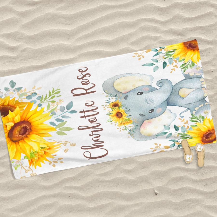 Personalized Kids Beach Towels -Elephant I24