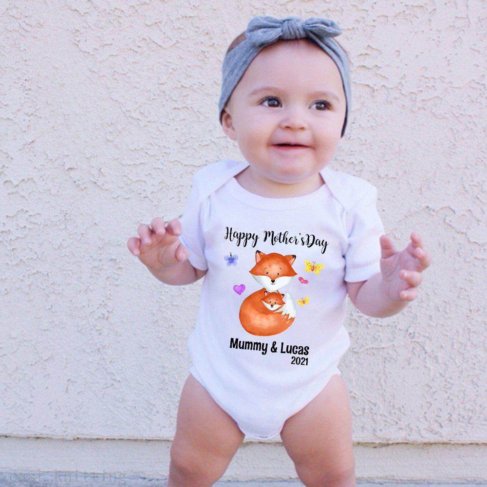 Custom Fox Mother's Day Onesies and Matching Mom Shirts