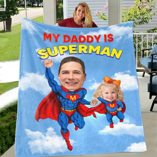 Custom Superhero Portrait Blanket with Photos