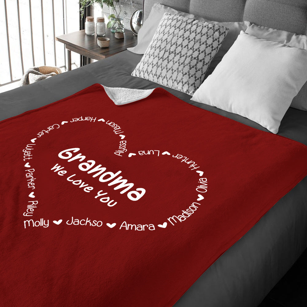 Personalized Heart-shaped Nickname and Kids Name Fleece Blanket