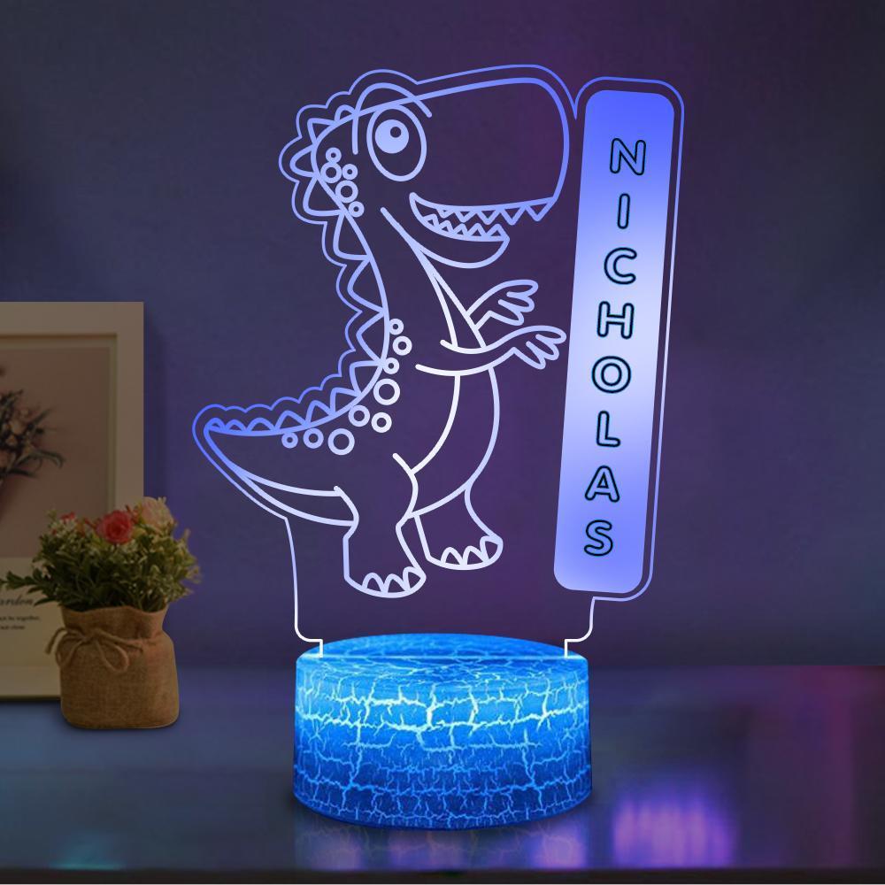 Personalized Name Dinosaur LED Night Light, Custom Nursery Baby Kids Room Name Sign Gift