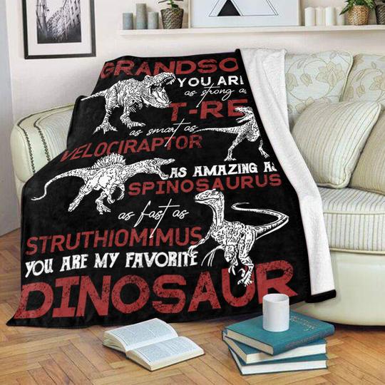 Personalized Name Cozy Plush Fleece Blankets for Dinosaur Lovers - Made In USA
