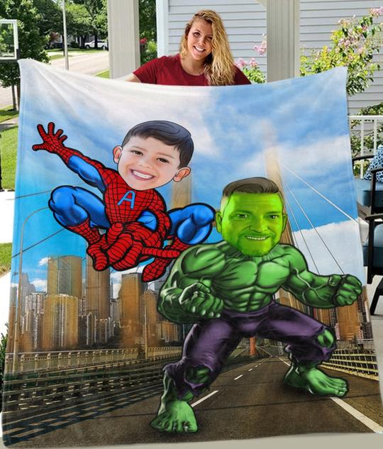 Personalized Hand-Drawing Photo Portrait Fleece Blanket