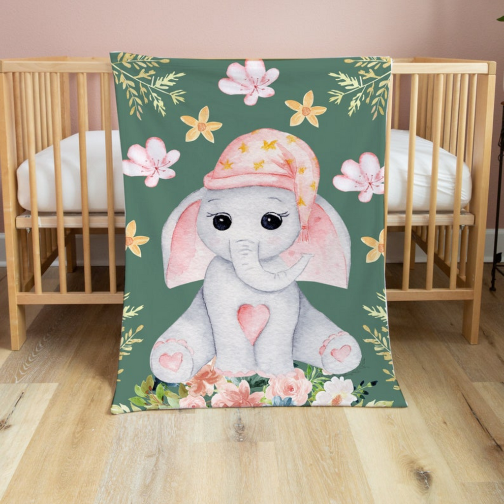 Personalized Baby Animal Fleece Blanket I17-Elephant