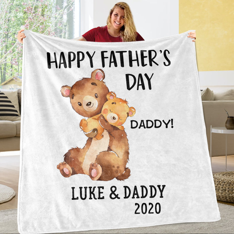 Custom Bear Father's Day Fleece Blankets / Baby Onesies / Dad Shirts