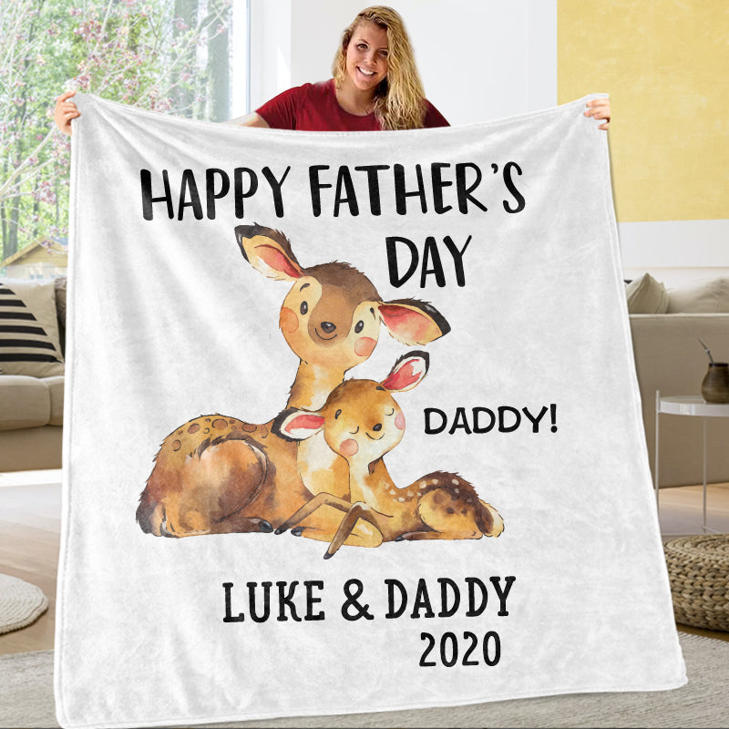 Custom Deer Father's Day Fleece Blankets / Baby Onesies / Daddy Shirts
