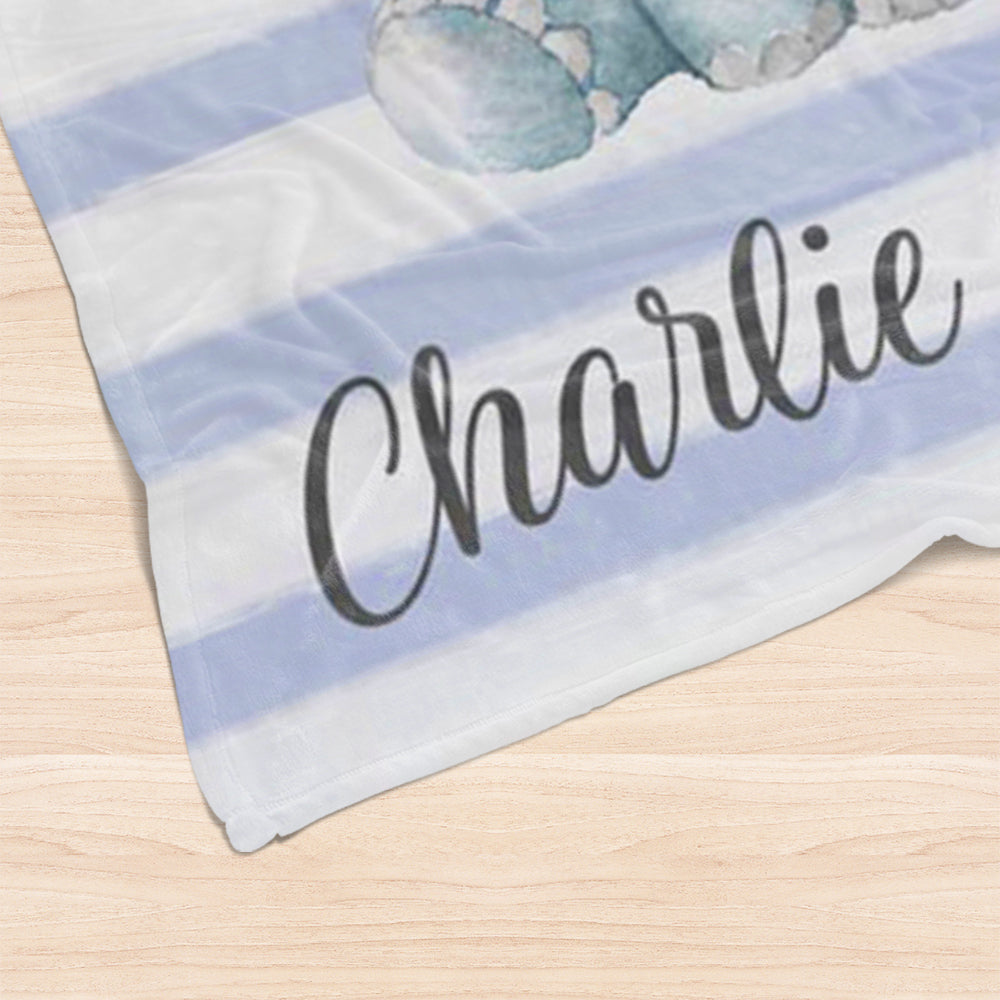 Custom Name Elephant Baby Boy and Girl Blanket