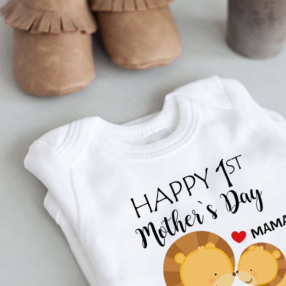 Custom Two Lions Mother's Day Baby Onesie