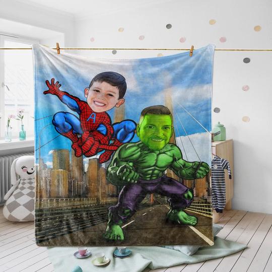 Personalized Hand-Drawing Photo Portrait Fleece Blanket