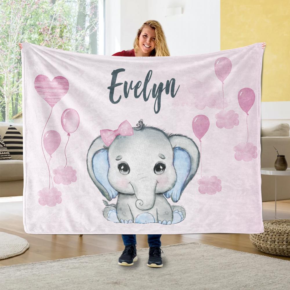 Personalized Elephant Blanket With Name III09