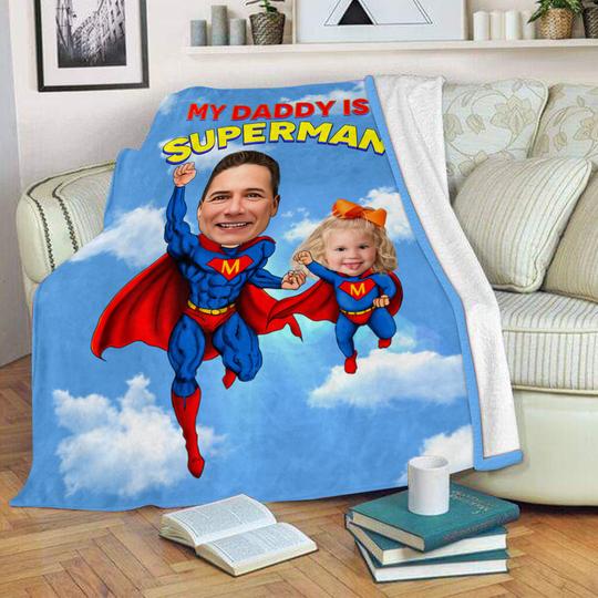 Custom Superhero Portrait Blanket with Photos