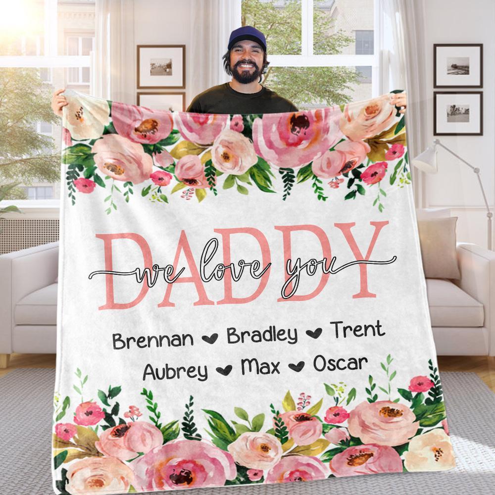 Custom Pink Floral Mother's Day Cozy Plush Fleece Blankets