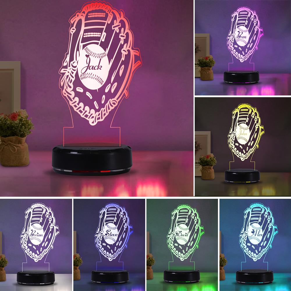 Custom Name Baseball Acrylic Night Lights
