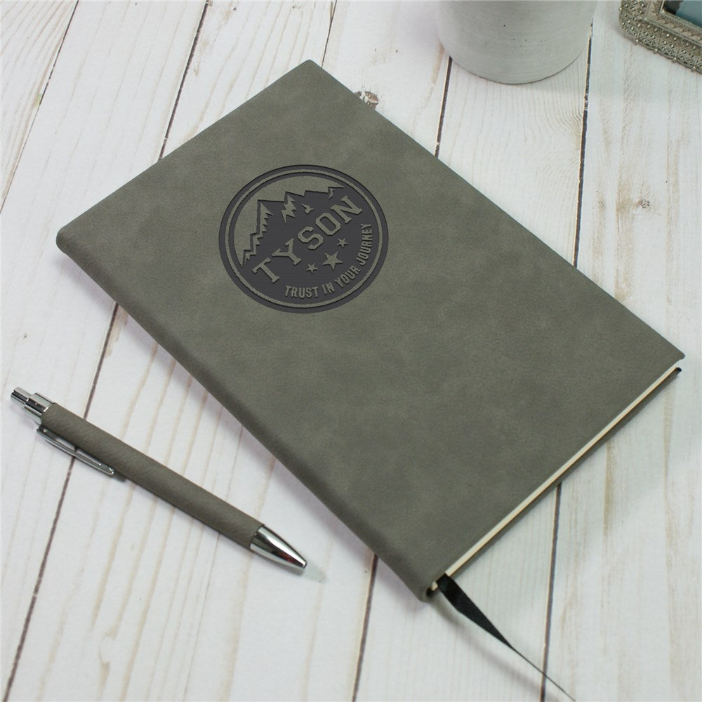 Mountains Personalized Leather Journal,Christmas Gift，Custom Name Gift,