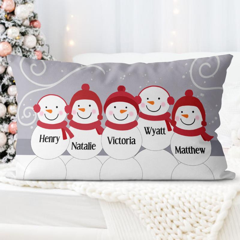 Personalized Snowman Family Pillowcase With Name