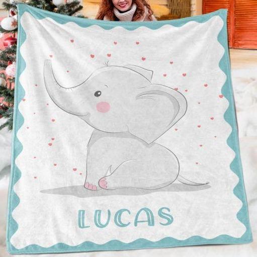 Custom Elephant Name Blanket I02