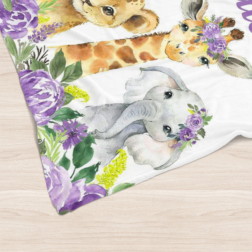Custom Animal Flower Girl Name Blanket