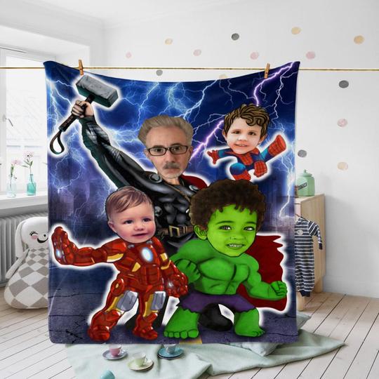 Personalized Hand-Drawing Photo Portrait Fleece Blanket