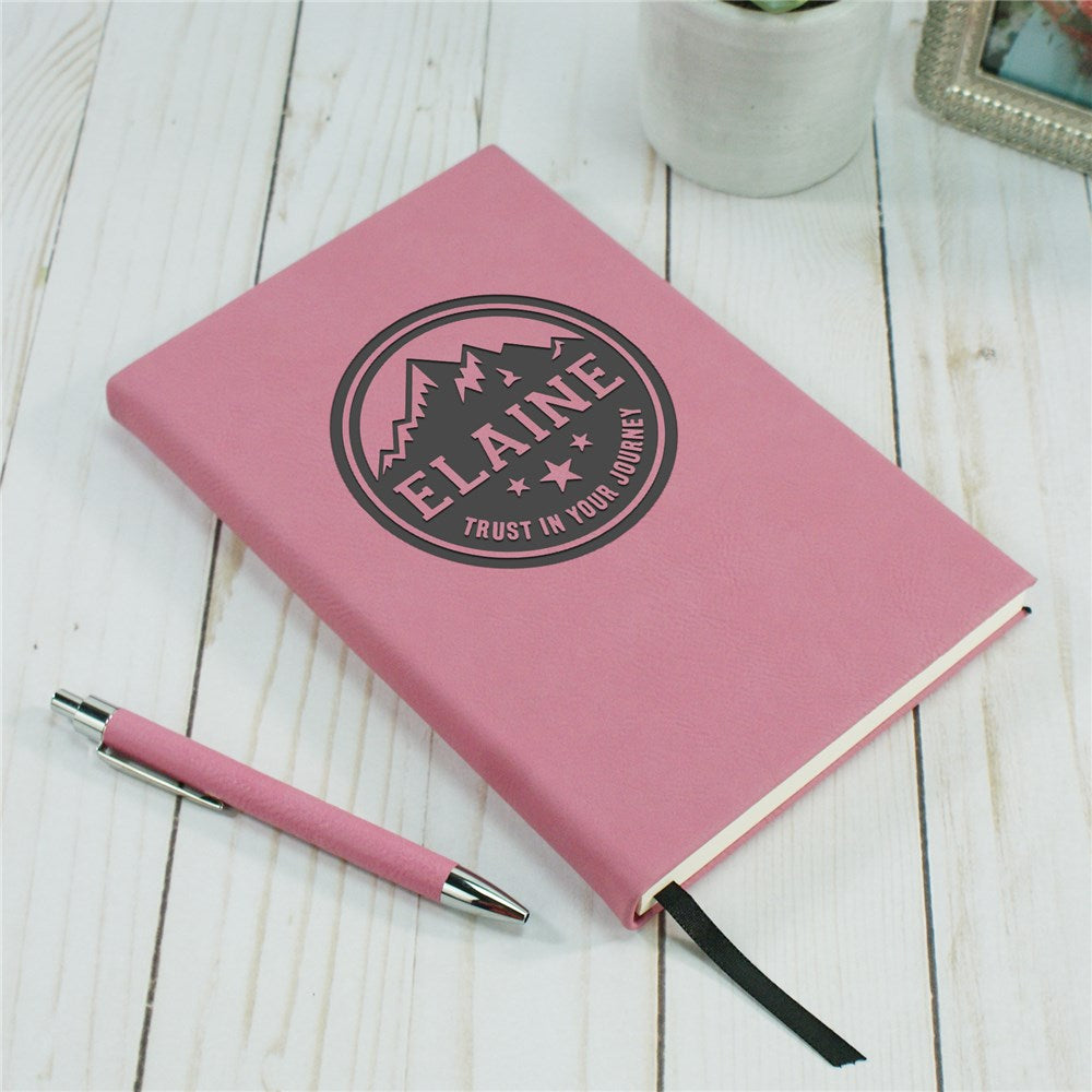 Mountains Personalized Leather Journal,Christmas Gift，Custom Name Gift,