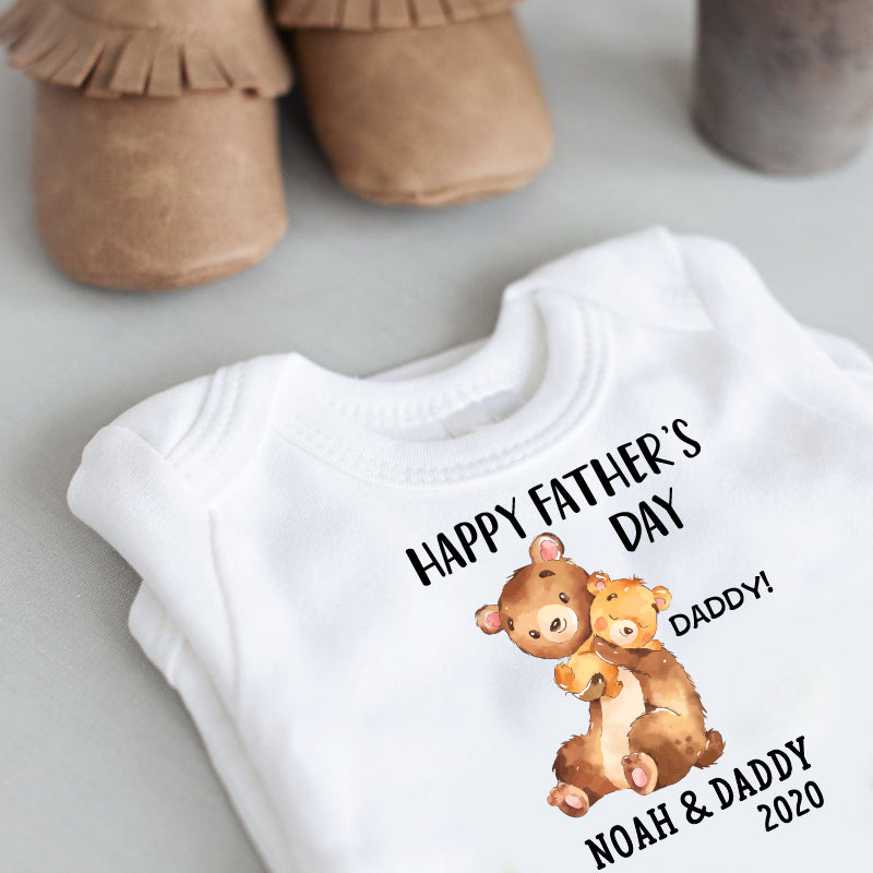 Custom Bear Father's Day Fleece Blankets / Baby Onesies / Dad Shirts