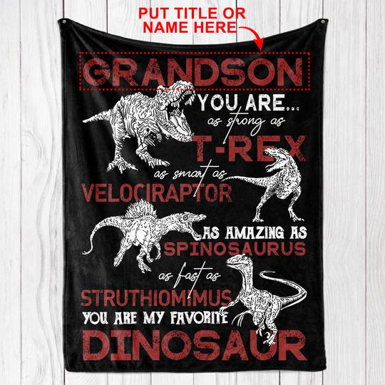 Personalized Name Cozy Plush Fleece Blankets for Dinosaur Lovers - Made In USA