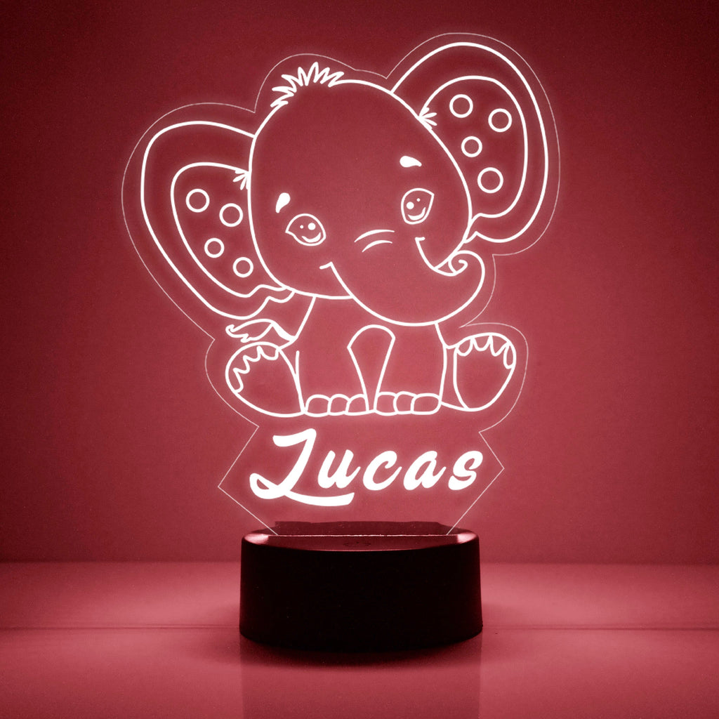 Custom Elephant Night Lights with Name / 7 Color Changing LED Lamp V02