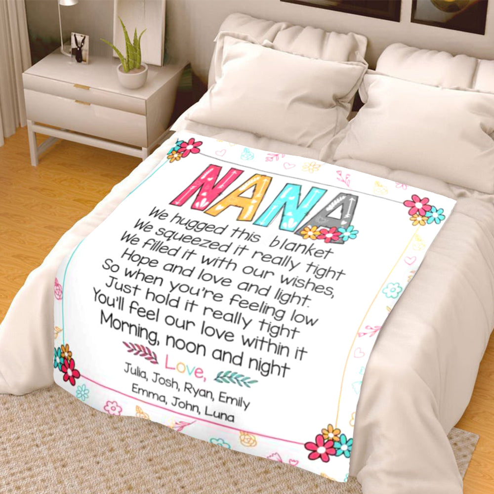 Personalized Cozy Plush Fleece Blankets with Your Nick & Kids' Names