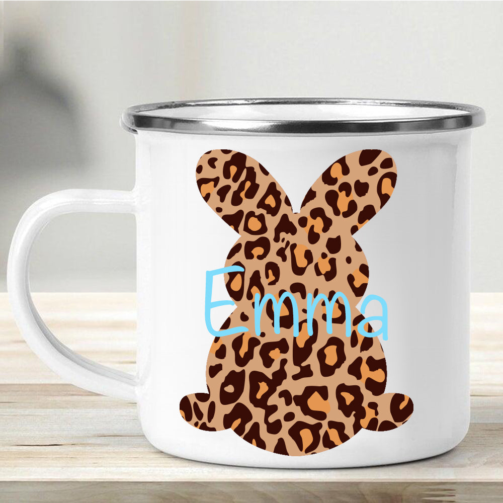 Custom Name Rabbit Easter Children's Enamel Campfire Mug V