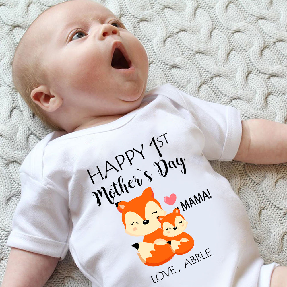 Custom Two Fox Mother's Day Baby Onesie