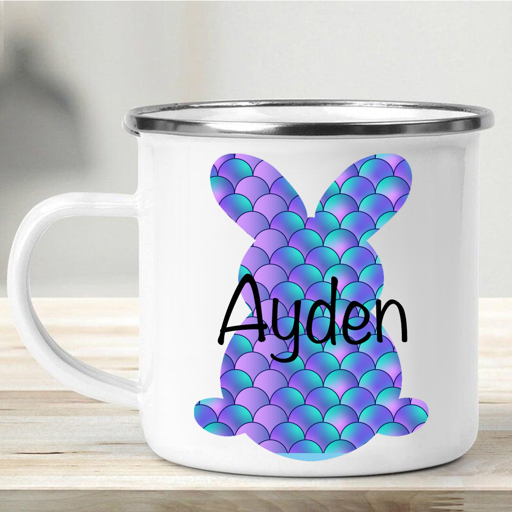 Custom Name Rabbit Easter Children's Enamel Campfire Mug IX