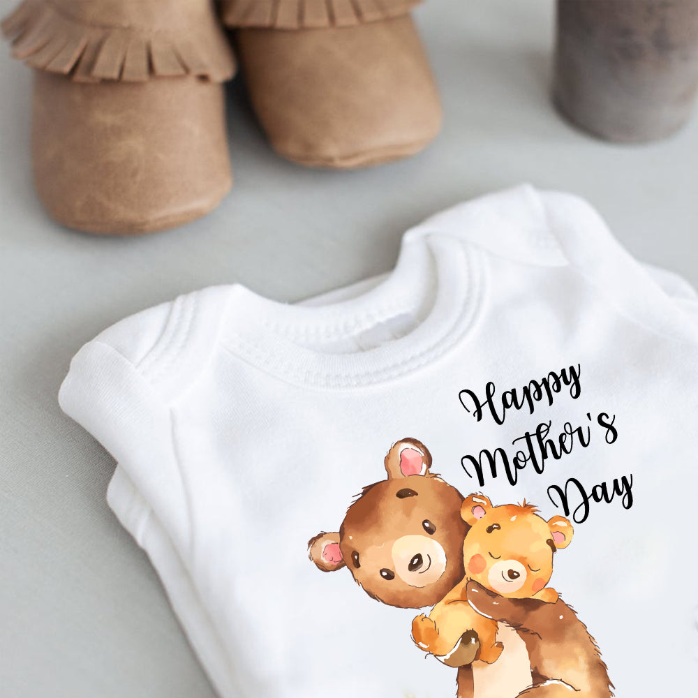 Custom Two Bears Mother's Day Baby Onesie
