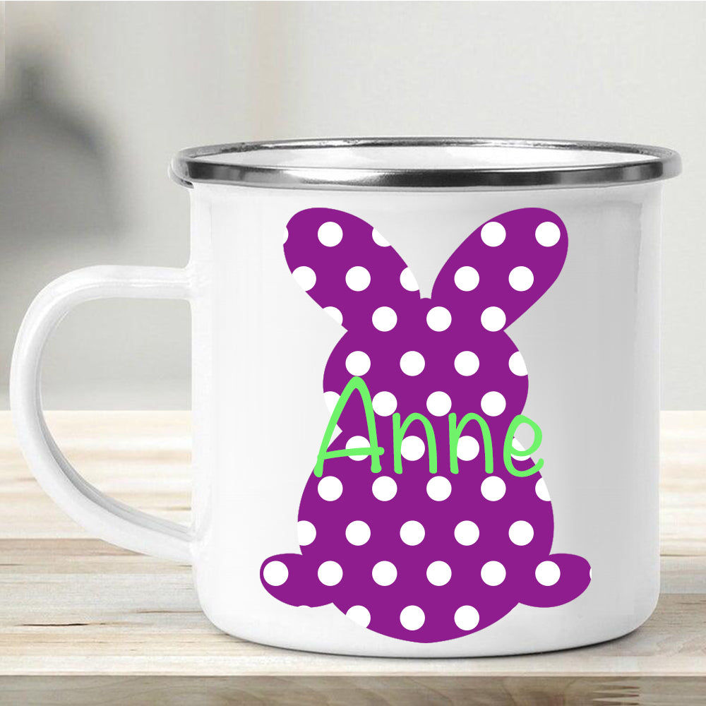 Custom Name Rabbit Easter Children's Enamel Campfire Mug I