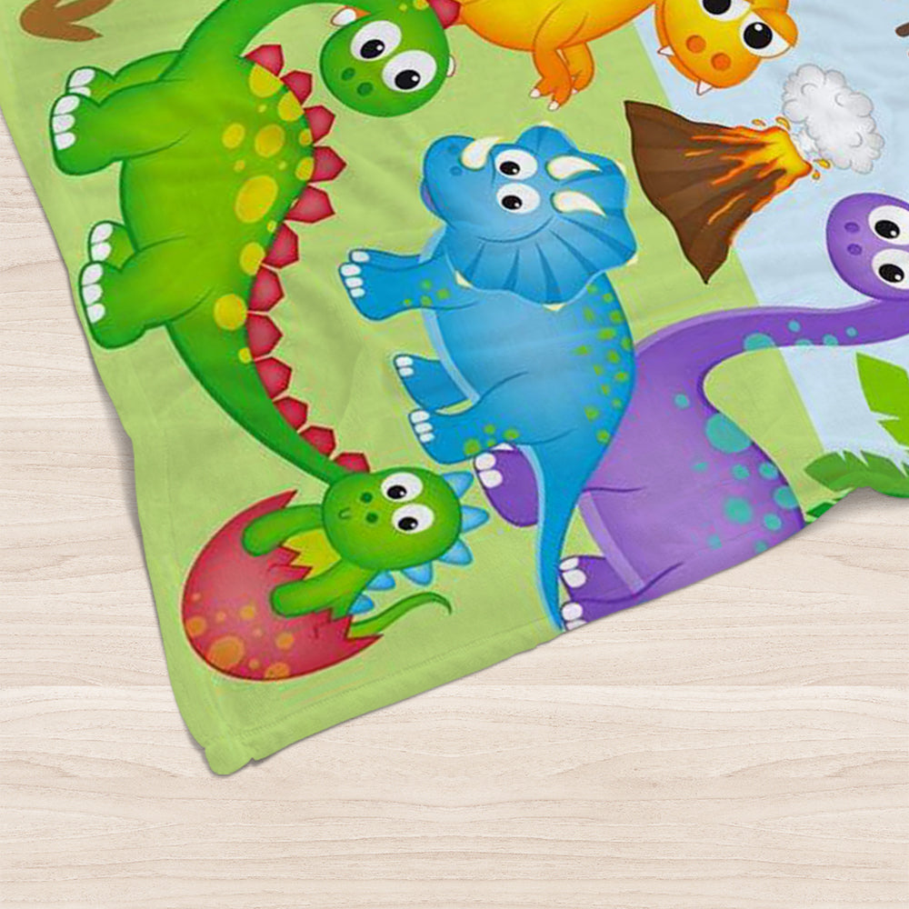 Custom Name Dinosaur Baby Boy Blanket