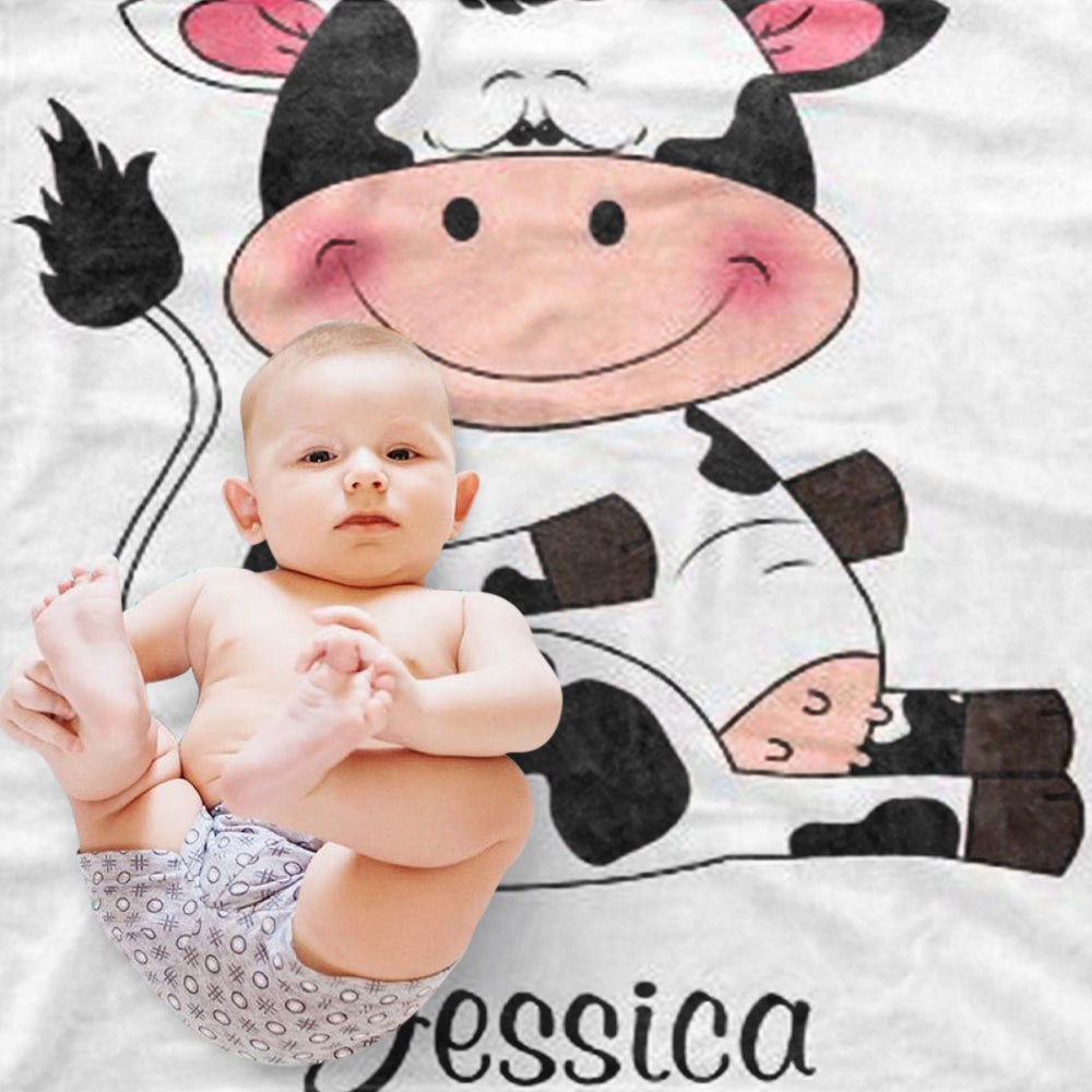 Custom Animal Baby Boy and Girl Name Blanket