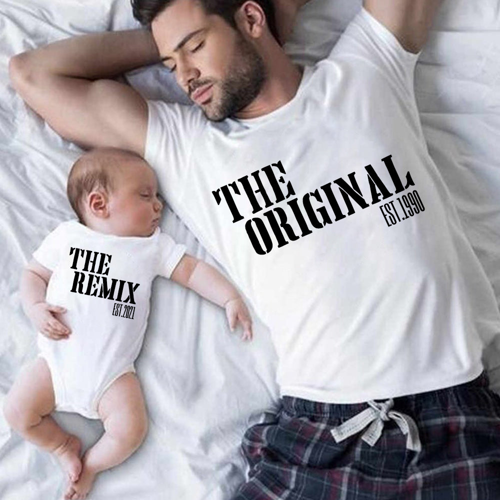 Matching Dad and Baby Shirt, Fathers Day Shirts, Daddy and Me Funny Outfits, The Original The Remix Shirts - 40% OFF with code SHOPJUNE40