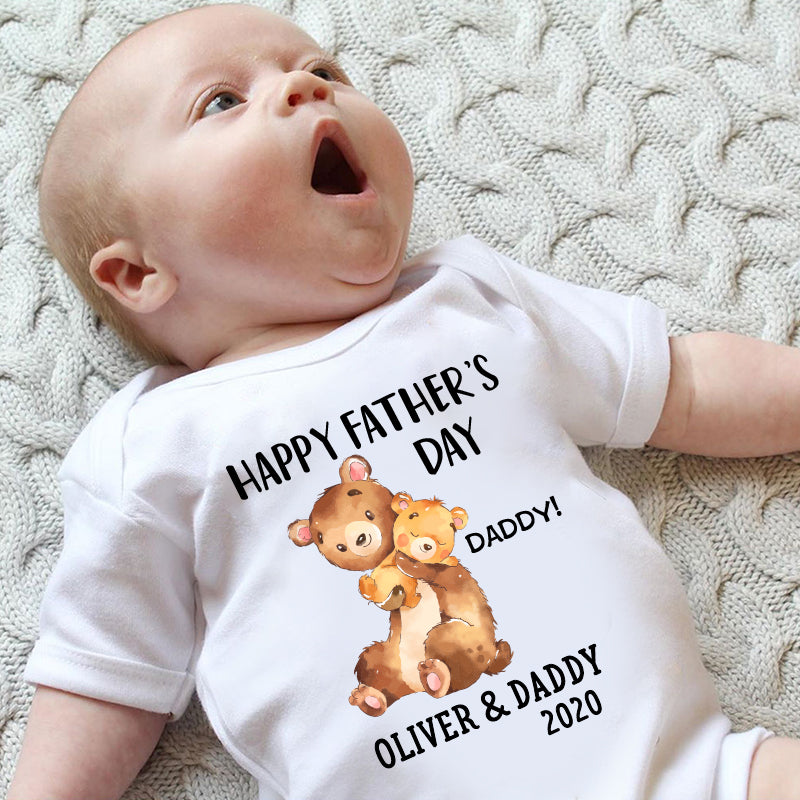 Custom Bear Father's Day Fleece Blankets / Baby Onesies / Dad Shirts
