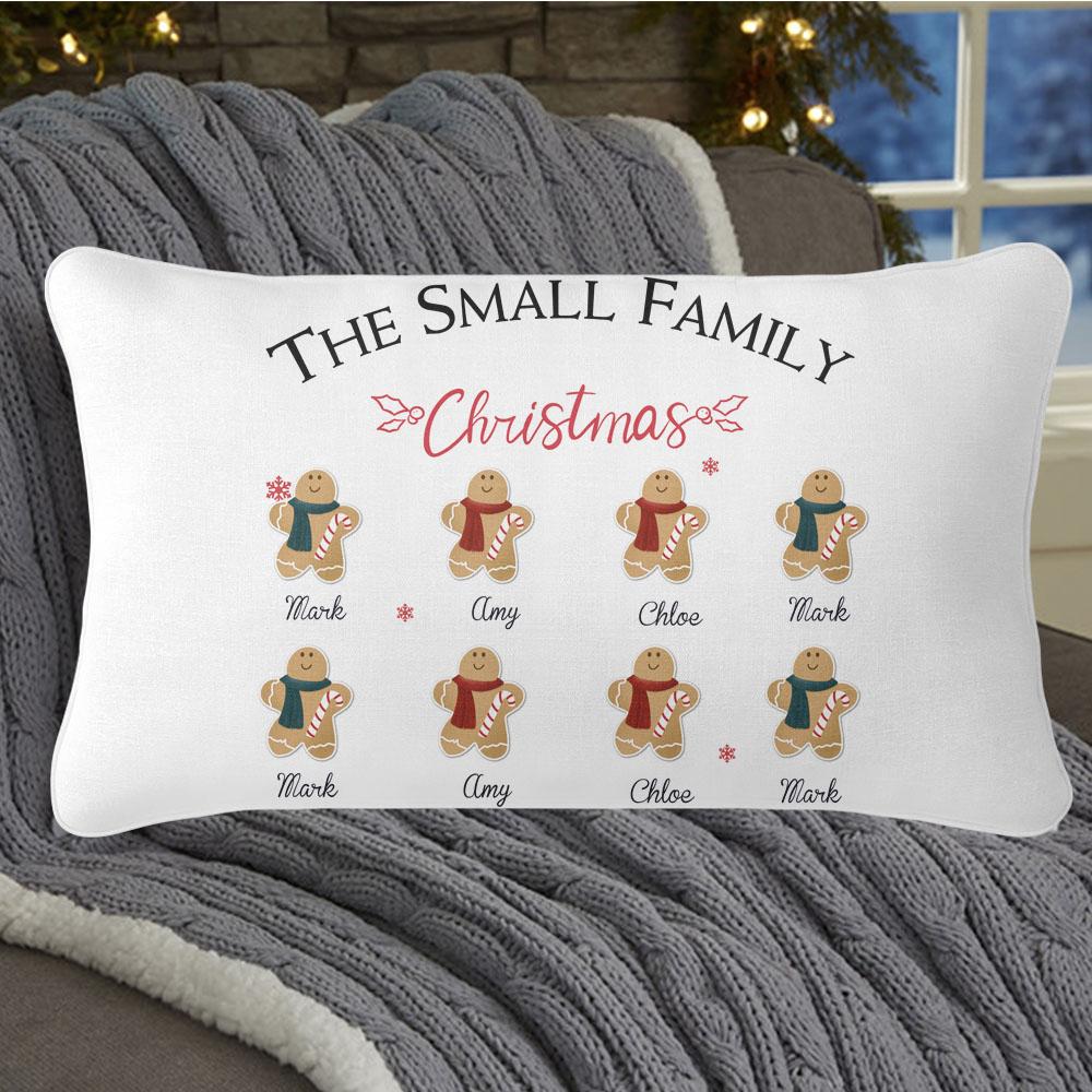 Personalized Gingerbread Christmas Family Pillowcase With Name II