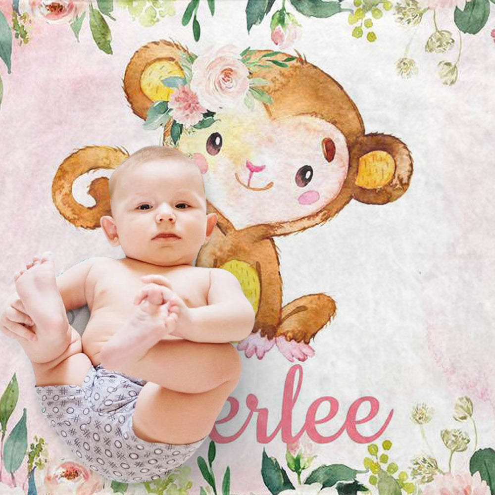 Custom Animal Flower Girl  and Boy Name Blanket