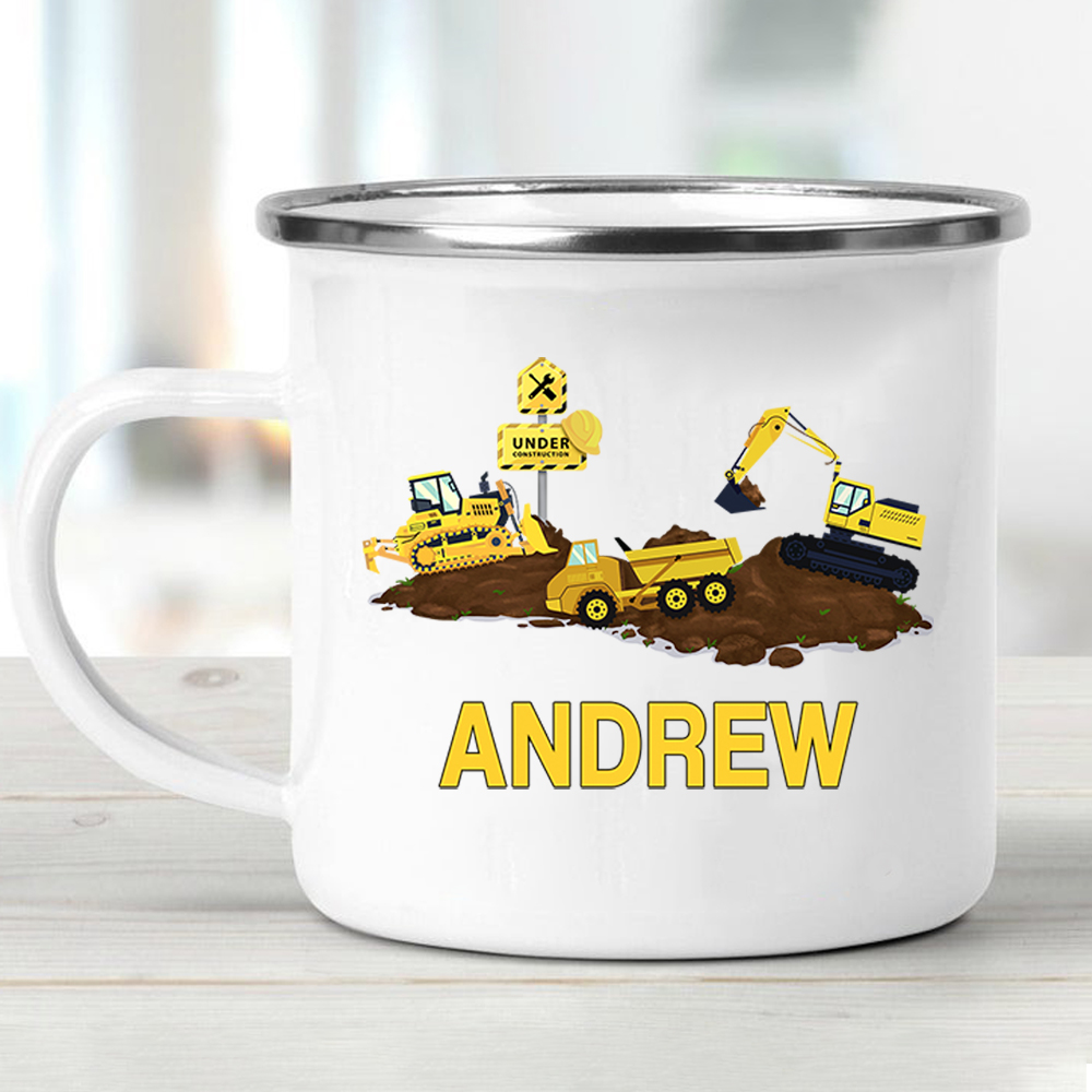 Custom Name Truck Children's Enamel Campfire Mug I