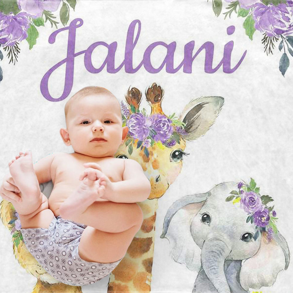 Custom Animal Flower Girl Name Blanket