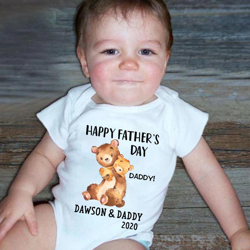 Custom Bear Father's Day Fleece Blankets / Baby Onesies / Dad Shirts