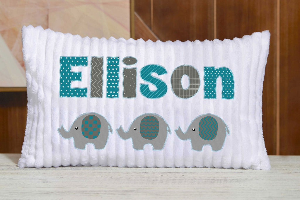 Custom Chenille Animal Pillow I04 - Elephant Blue