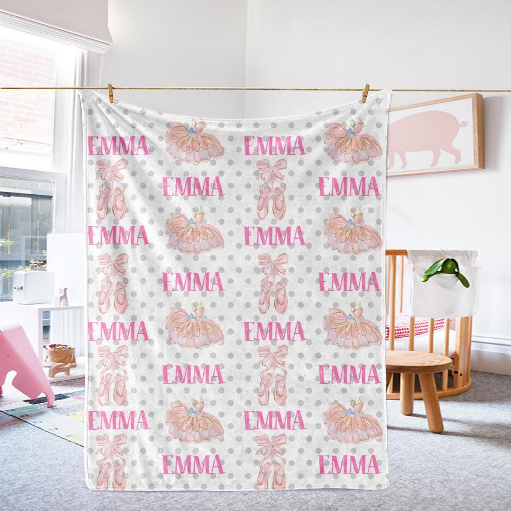 Personalized Name Dancing Girl Cozy Plush Fleece Blankets