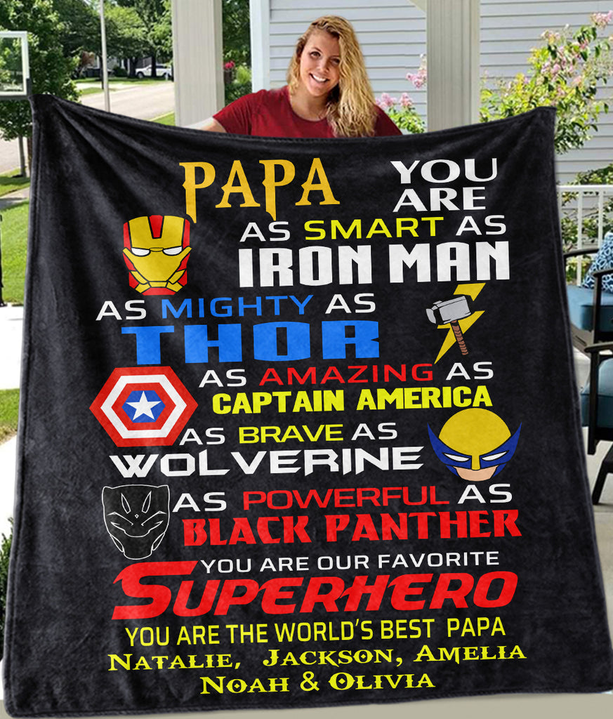 Custom Fleece Blankets with Nickname & Kids' Names I - Christmas Gift for Dad Uncle & Grandpa