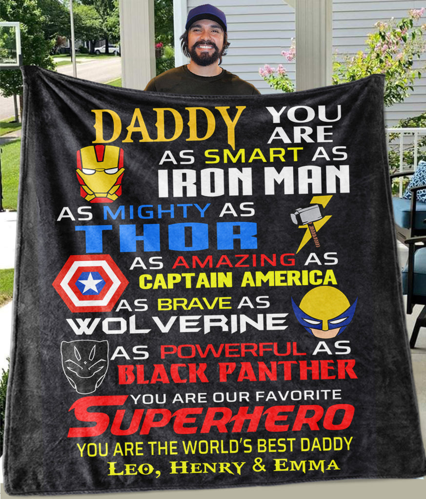 Custom Fleece Blankets with Nickname & Kids' Names I - Christmas Gift for Dad Uncle & Grandpa