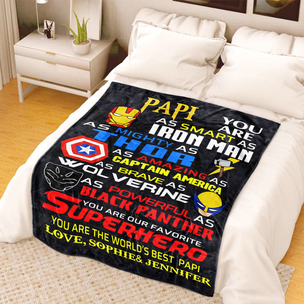 Custom Fleece Blankets with Nickname & Kids' Names I - Christmas Gift for Dad Uncle & Grandpa