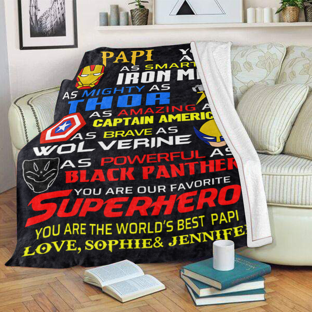 Custom Fleece Blankets with Nickname & Kids' Names I - Christmas Gift for Dad Uncle & Grandpa