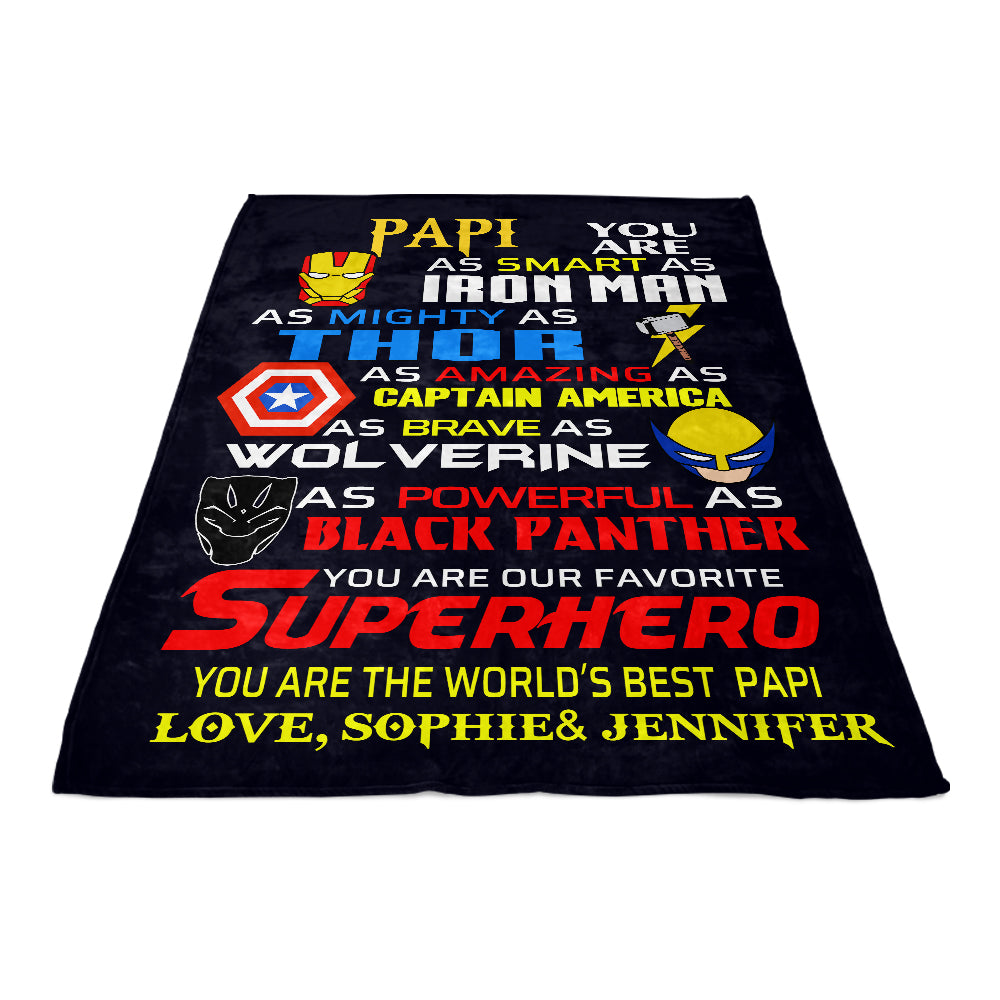Custom Fleece Blankets with Nickname & Kids' Names I - Christmas Gift for Dad Uncle & Grandpa