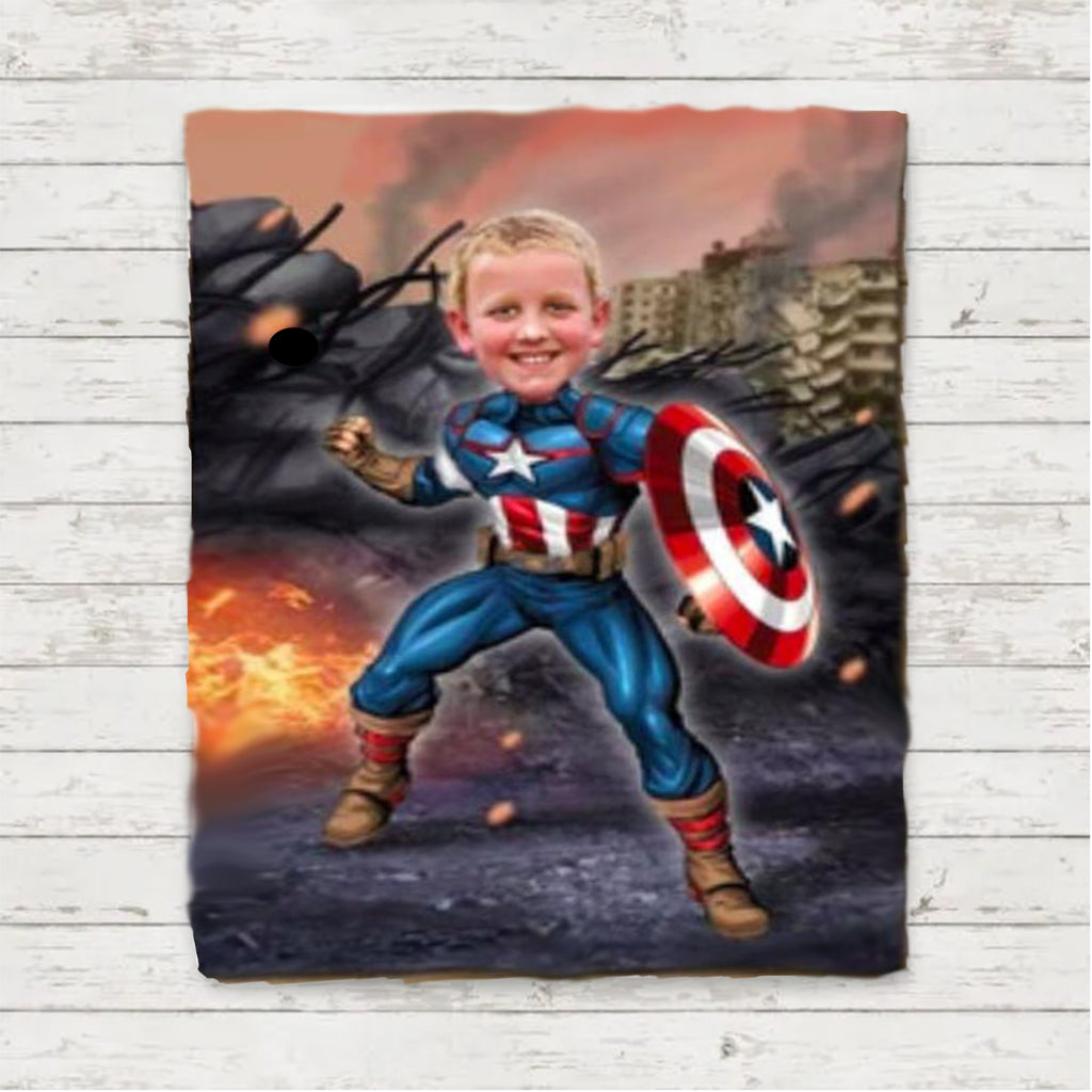Personalized Hand-Drawing Kid's Portrait Fleece Blanket VI